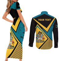 Personalized Bahamas Couples Matching Short Sleeve Bodycon Dress and Long Sleeve Button Shirt Coat Of Arms Unique Style