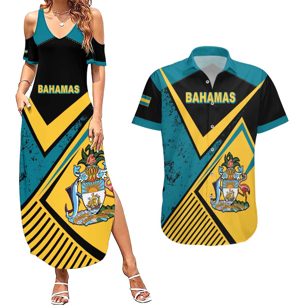Personalized Bahamas Couples Matching Summer Maxi Dress and Hawaiian Shirt Coat Of Arms Unique Style