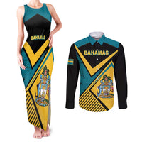 Personalized Bahamas Couples Matching Tank Maxi Dress and Long Sleeve Button Shirt Coat Of Arms Unique Style