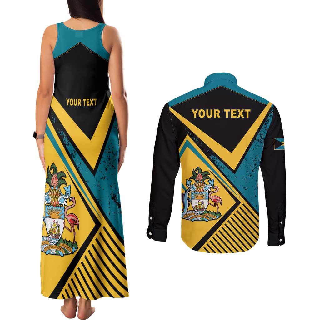 Personalized Bahamas Couples Matching Tank Maxi Dress and Long Sleeve Button Shirt Coat Of Arms Unique Style
