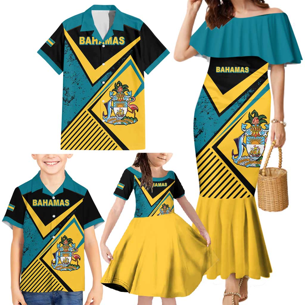 Personalized Bahamas Family Matching Mermaid Dress and Hawaiian Shirt Coat Of Arms Unique Style
