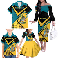 Personalized Bahamas Family Matching Off The Shoulder Long Sleeve Dress and Hawaiian Shirt Coat Of Arms Unique Style