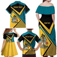Personalized Bahamas Family Matching Off Shoulder Maxi Dress and Hawaiian Shirt Coat Of Arms Unique Style