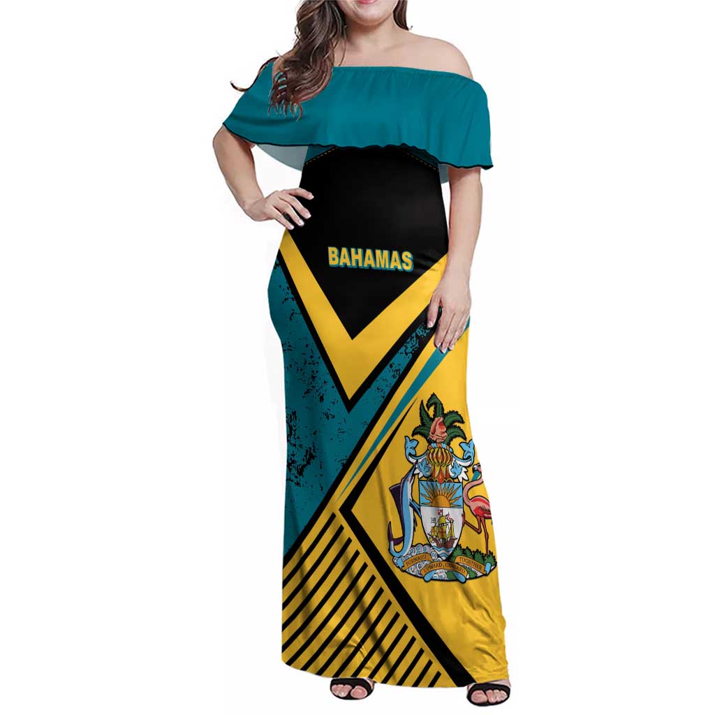 Personalized Bahamas Family Matching Off Shoulder Maxi Dress and Hawaiian Shirt Coat Of Arms Unique Style