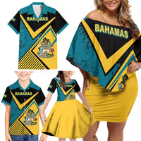 Personalized Bahamas Family Matching Off Shoulder Short Dress and Hawaiian Shirt Coat Of Arms Unique Style