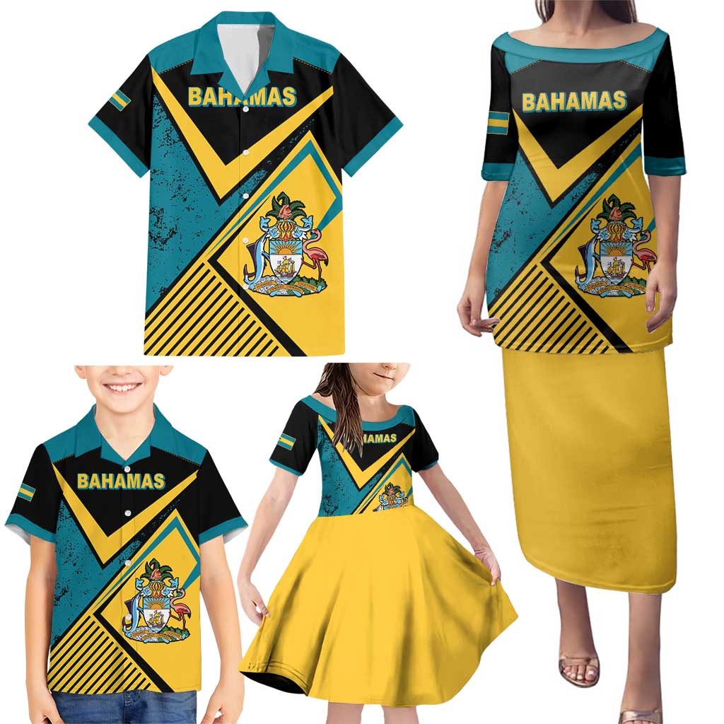 Personalized Bahamas Family Matching Puletasi and Hawaiian Shirt Coat Of Arms Unique Style