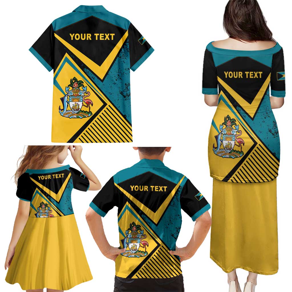 Personalized Bahamas Family Matching Puletasi and Hawaiian Shirt Coat Of Arms Unique Style