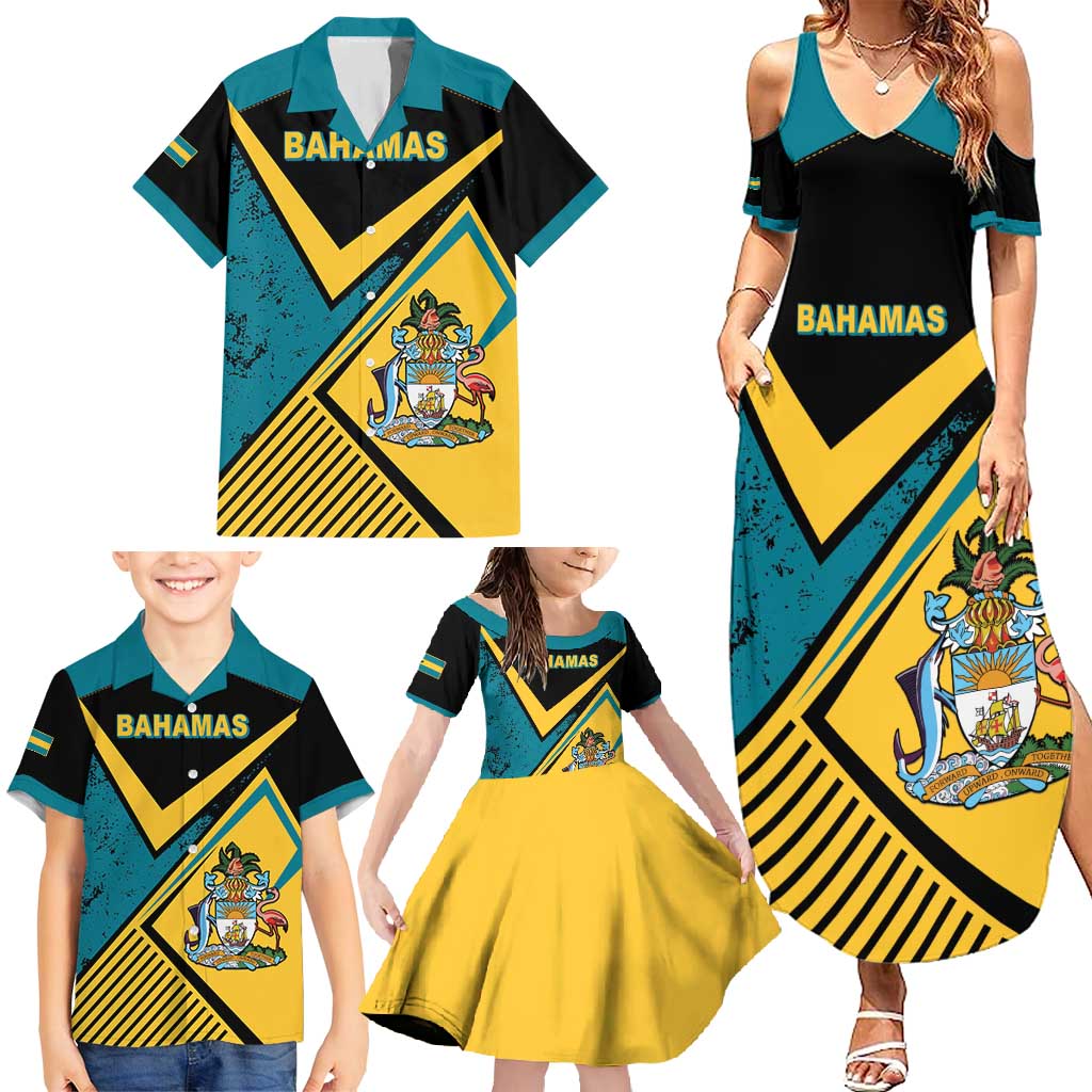 Personalized Bahamas Family Matching Summer Maxi Dress and Hawaiian Shirt Coat Of Arms Unique Style