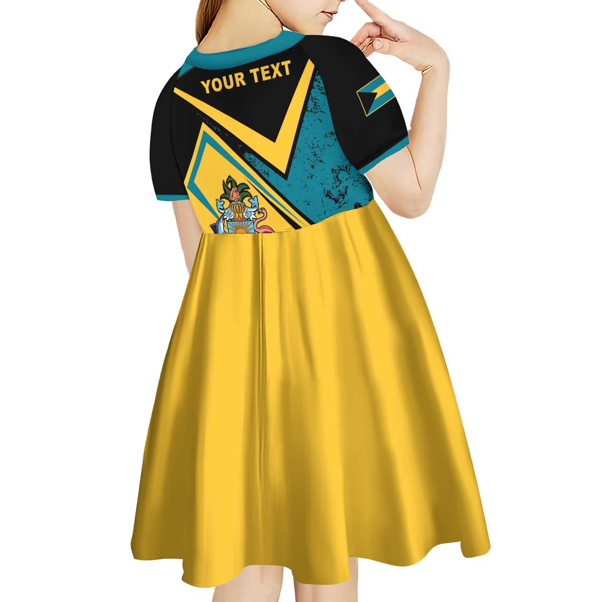 Personalized Bahamas Kid Short Sleeve Dress Coat Of Arms Unique Style