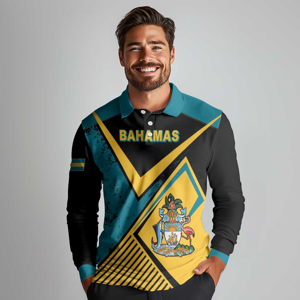 Personalized Bahamas Long Sleeve Polo Shirt Coat Of Arms Unique Style