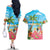 Bahamas Beach Couples Matching Off The Shoulder Long Sleeve Dress and Hawaiian Shirt Welcome To Paradise