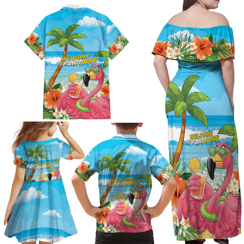 Bahamas Beach Family Matching Off Shoulder Maxi Dress and Hawaiian Shirt Welcome To Paradise