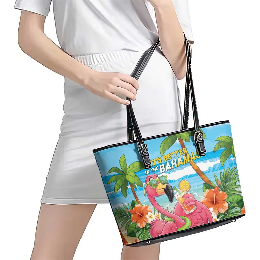 Bahamas Beach Leather Tote Bag Welcome To Paradise