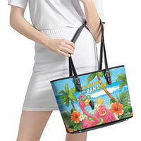 Bahamas Beach Leather Tote Bag Welcome To Paradise