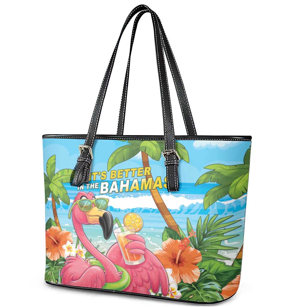 Bahamas Beach Leather Tote Bag Welcome To Paradise