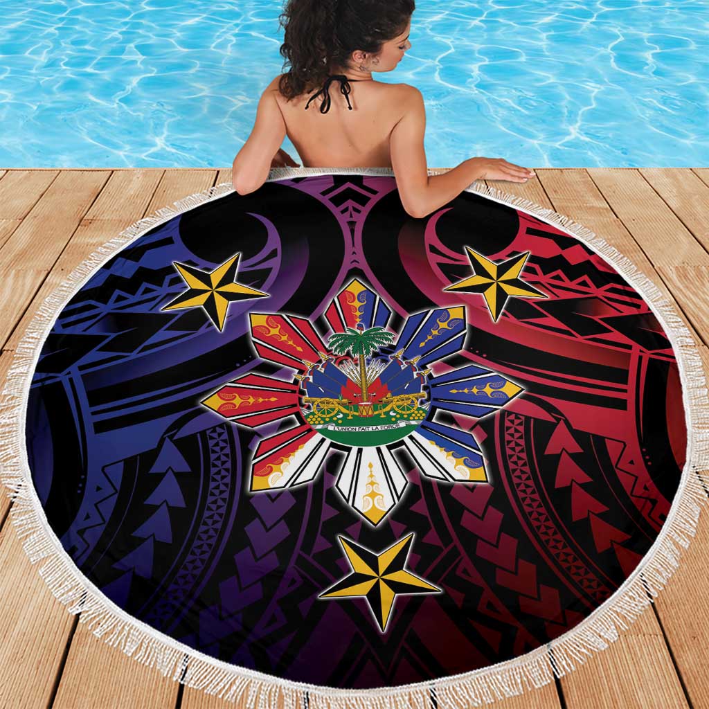 Haiti Philippines Beach Blanket Haitian Coat Of Arms With Filipino Sun