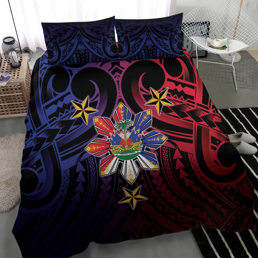 Haiti Philippines Bedding Set Haitian Coat Of Arms With Filipino Sun