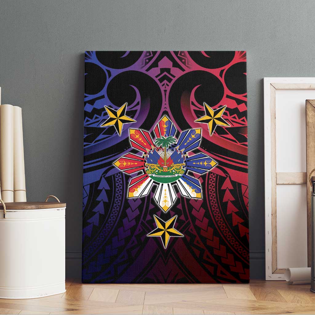 Haiti Philippines Canvas Wall Art Haitian Coat Of Arms With Filipino Sun