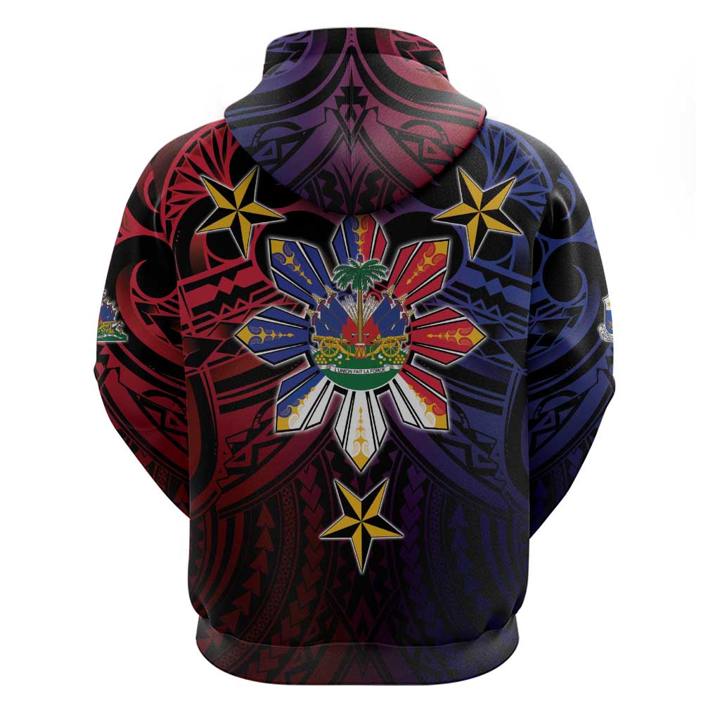 Haiti Philippines Hoodie Haitian Coat Of Arms With Filipino Sun