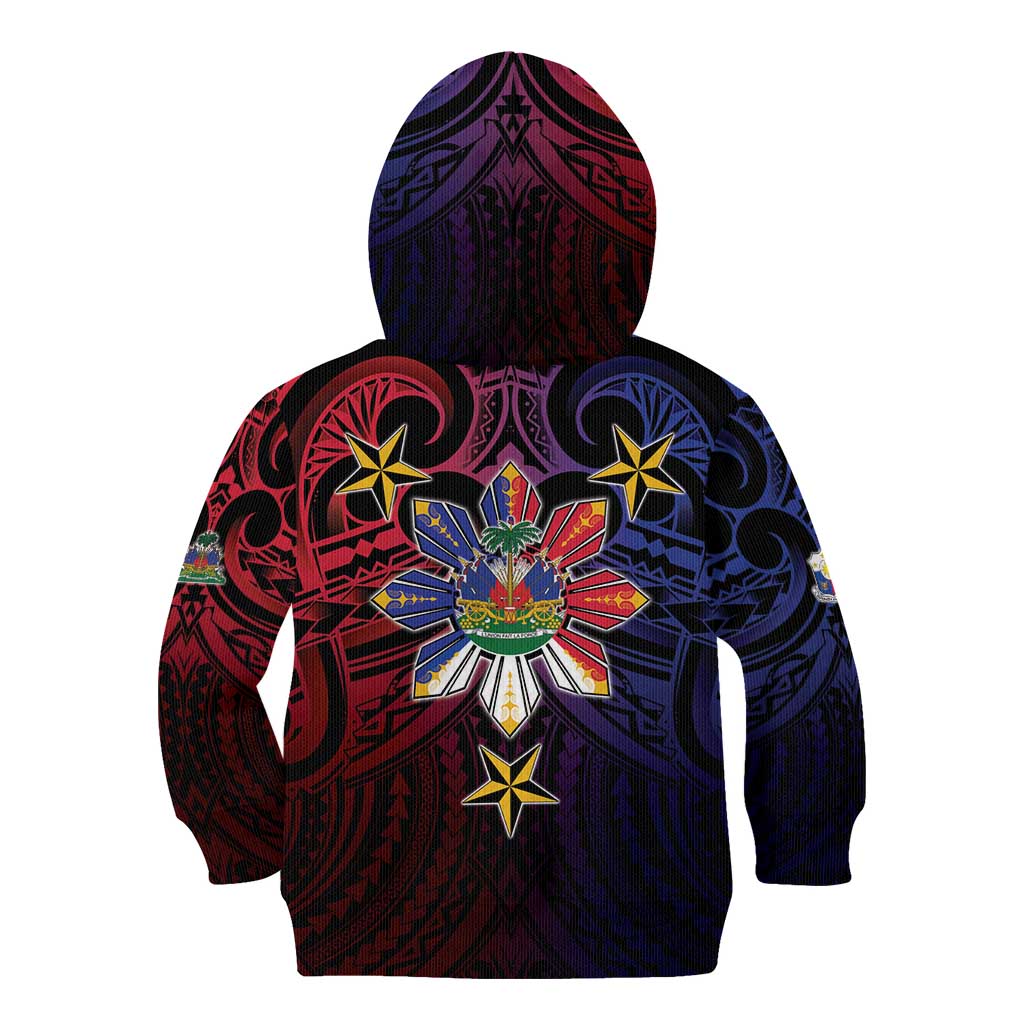 Haiti Philippines Kid Hoodie Haitian Coat Of Arms With Filipino Sun