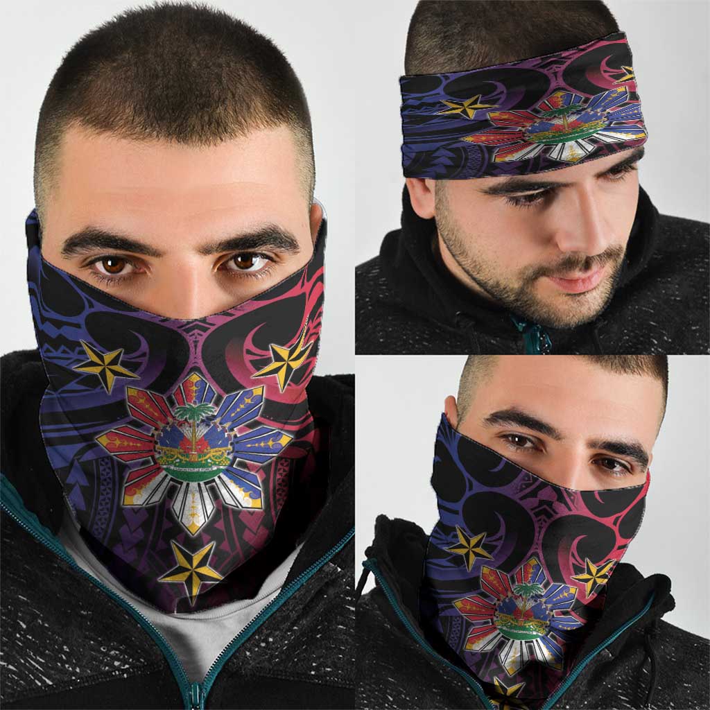 Haiti Philippines Neck Gaiter Haitian Coat Of Arms With Filipino Sun