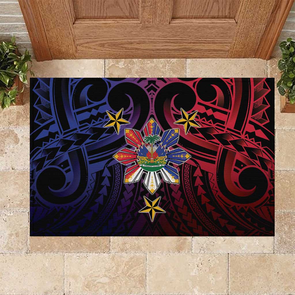 Haiti Philippines Rubber Doormat Haitian Coat Of Arms With Filipino Sun