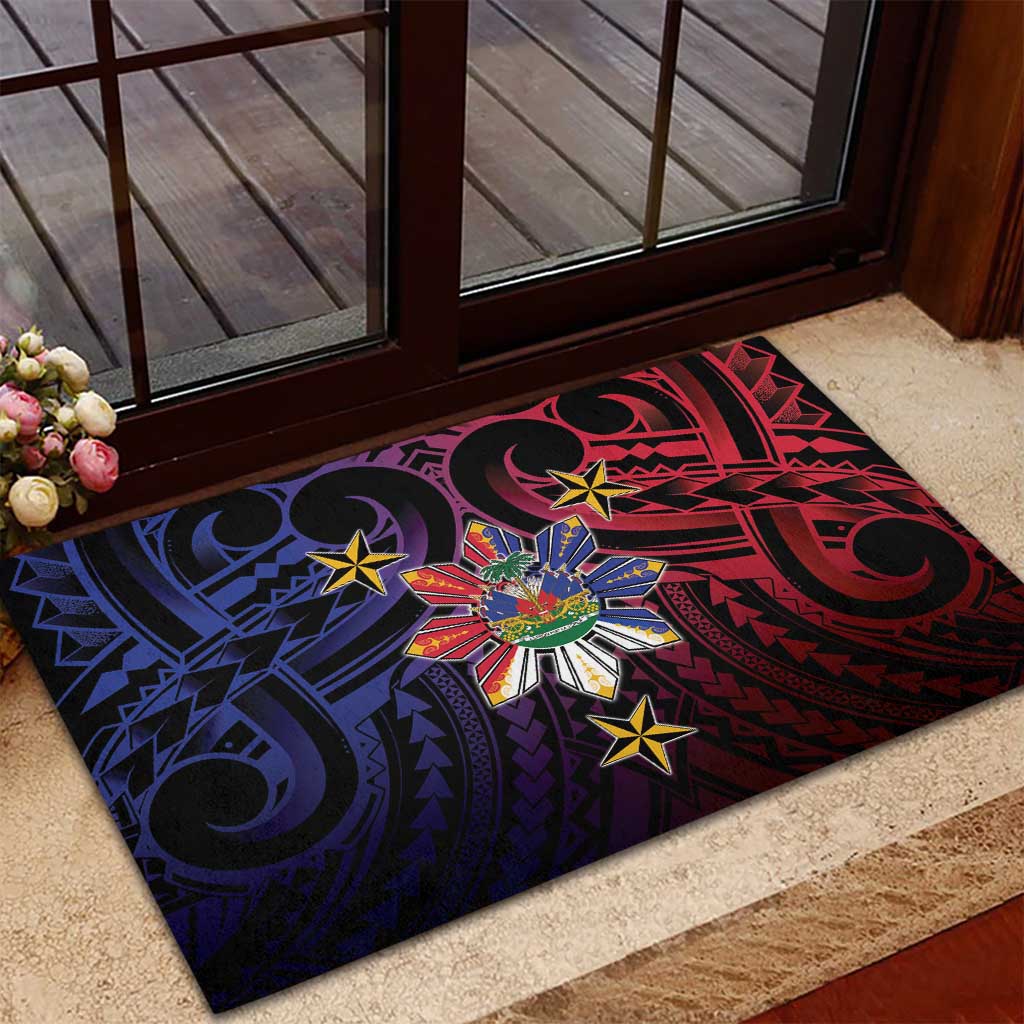 Haiti Philippines Rubber Doormat Haitian Coat Of Arms With Filipino Sun
