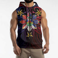 Haiti Philippines Sleeveless Zip Hoodie Haitian Coat Of Arms With Filipino Sun