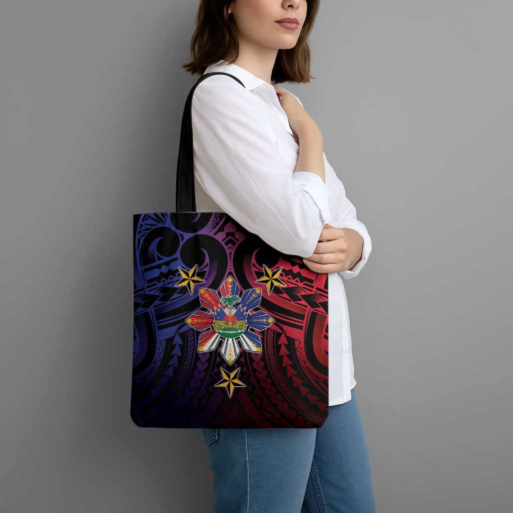Haiti Philippines Tote Bag Haitian Coat Of Arms With Filipino Sun