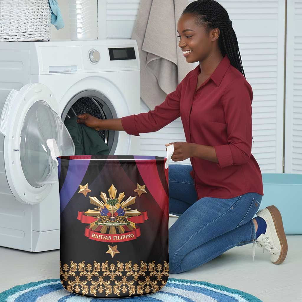 Haiti And Philippines Laundry Basket Haitian Filipino Heritage Crest