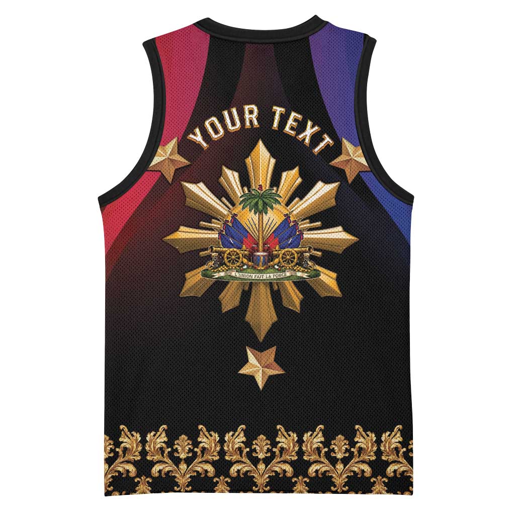 Personalized Haiti And Philippines Basketball Jersey Haitian Filipino Heritage Crest