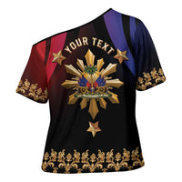Personalized Haiti And Philippines Cross Shoulder Shirt Haitian Filipino Heritage Crest