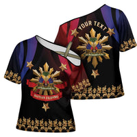 Personalized Haiti And Philippines Cross Shoulder Shirt Haitian Filipino Heritage Crest