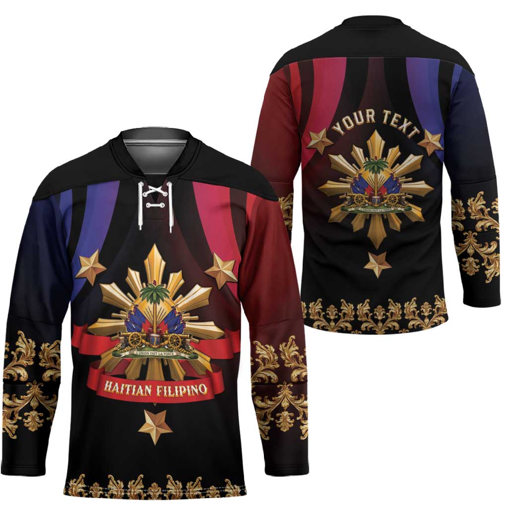 Personalized Haiti And Philippines Hockey Jersey Haitian Filipino Heritage Crest