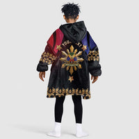 Personalized Haiti And Philippines Kid Wearable Blanket Hoodie Haitian Filipino Heritage Crest