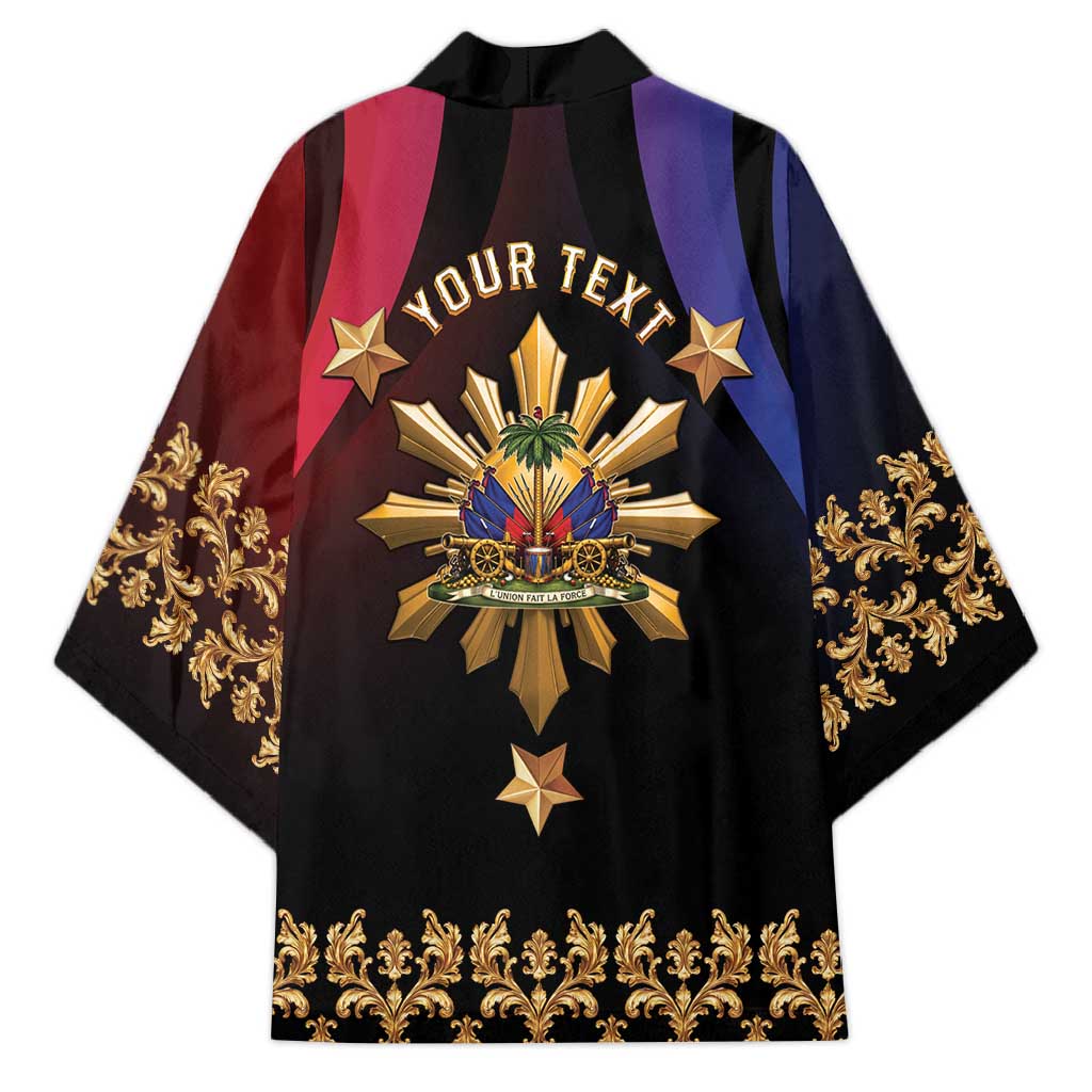 Personalized Haiti And Philippines Kimono Haitian Filipino Heritage Crest