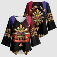 Personalized Haiti And Philippines Kimono Sleeve Blouse Haitian Filipino Heritage Crest