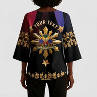 Personalized Haiti And Philippines Kimono Sleeve Blouse Haitian Filipino Heritage Crest