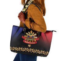 Haiti And Philippines Leather Tote Bag Haitian Filipino Heritage Crest