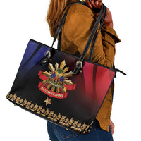Haiti And Philippines Leather Tote Bag Haitian Filipino Heritage Crest