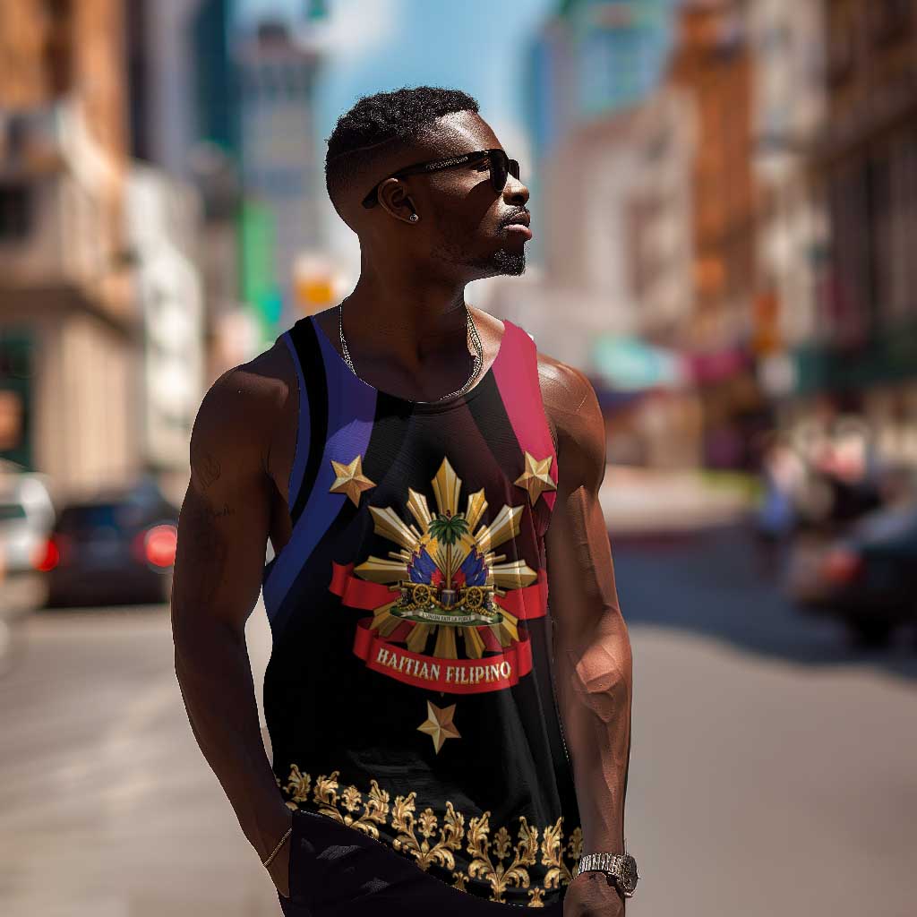 Personalized Haiti And Philippines Men Tank Top Haitian Filipino Heritage Crest