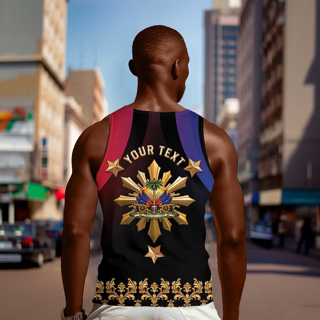 Personalized Haiti And Philippines Men Tank Top Haitian Filipino Heritage Crest