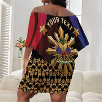 Personalized Haiti And Philippines Off Shoulder Short Dress Haitian Filipino Heritage Crest