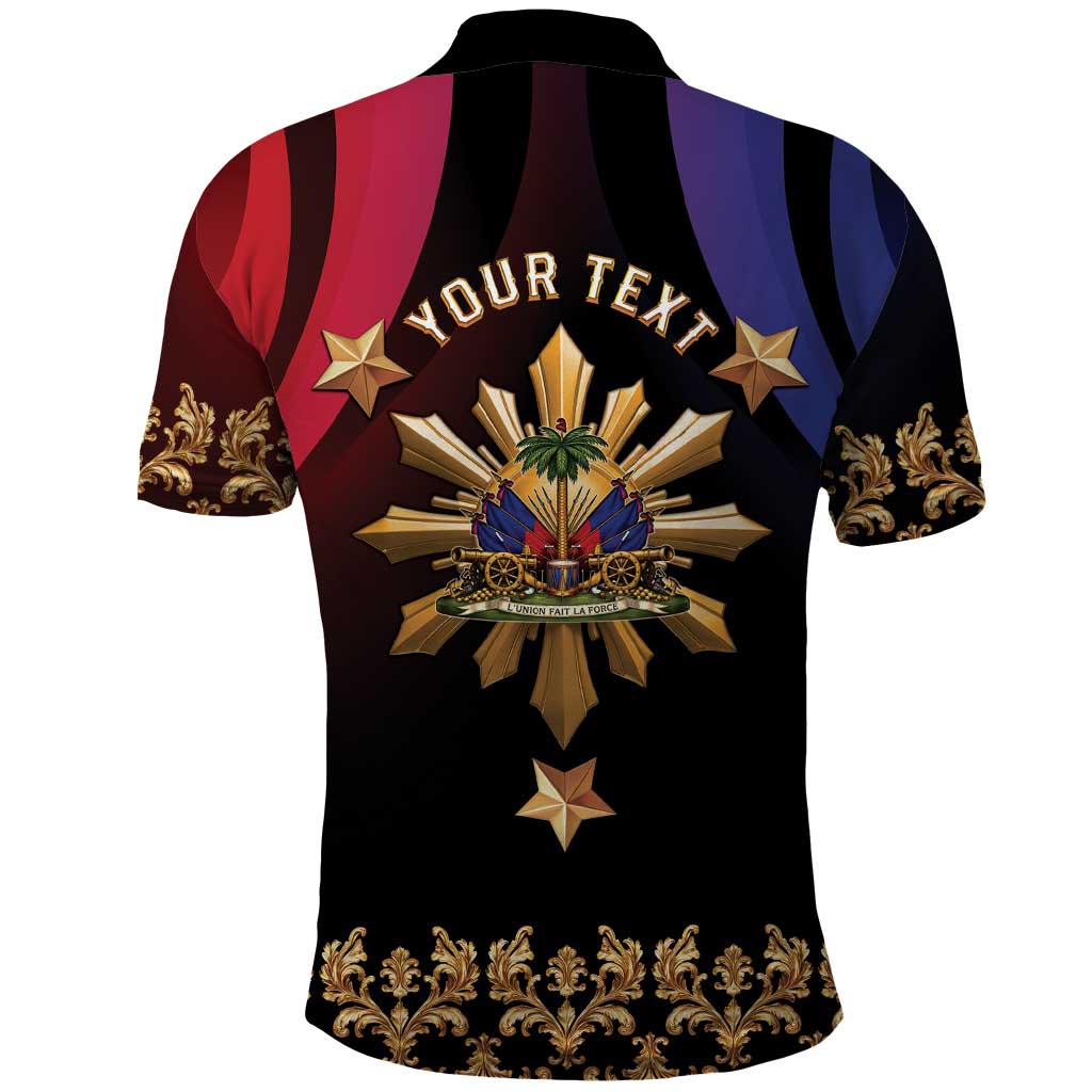 Personalized Haiti And Philippines Polo Shirt Haitian Filipino Heritage Crest