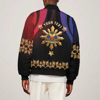 Personalized Haiti And Philippines Sleeve Zip Bomber Jacket Haitian Filipino Heritage Crest