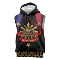 Personalized Haiti And Philippines Sleeveless Hoodie Haitian Filipino Heritage Crest