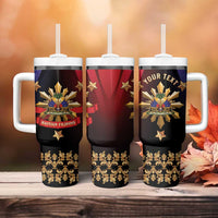 Personalized Haiti And Philippines Tumbler With Handle Haitian Filipino Heritage Crest