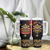 Personalized Haiti And Philippines Tumbler With Handle Haitian Filipino Heritage Crest
