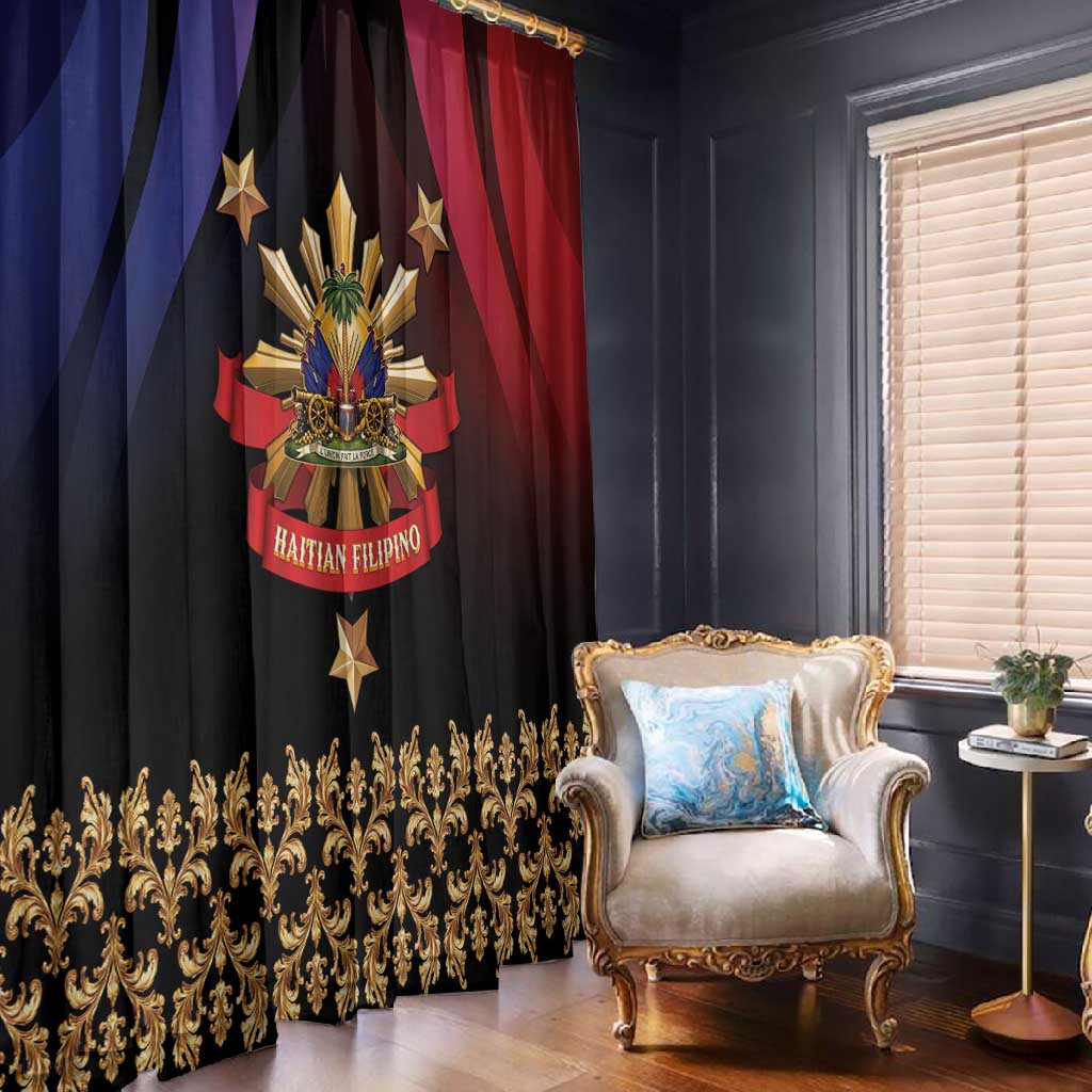 Haiti And Philippines Window Curtain Haitian Filipino Heritage Crest