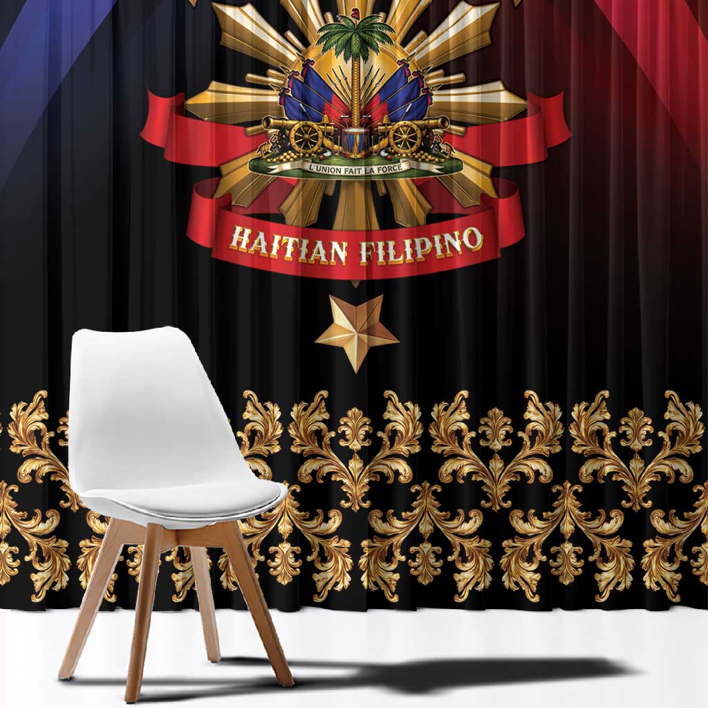 Haiti And Philippines Window Curtain Haitian Filipino Heritage Crest